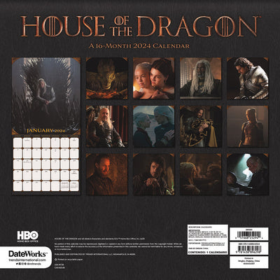 House of the Dragon 16-Month 2024 Wall Calendar