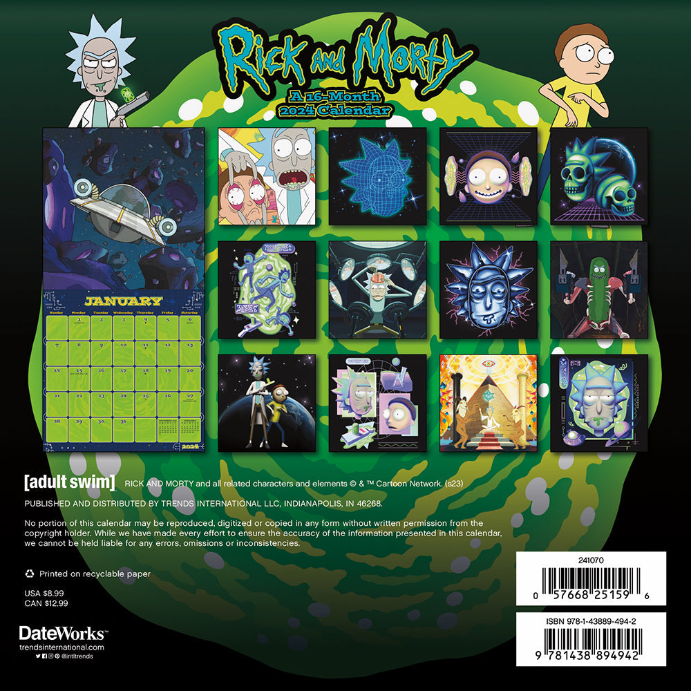 Rick and Morty 16-Month 2024 Wall Calendar