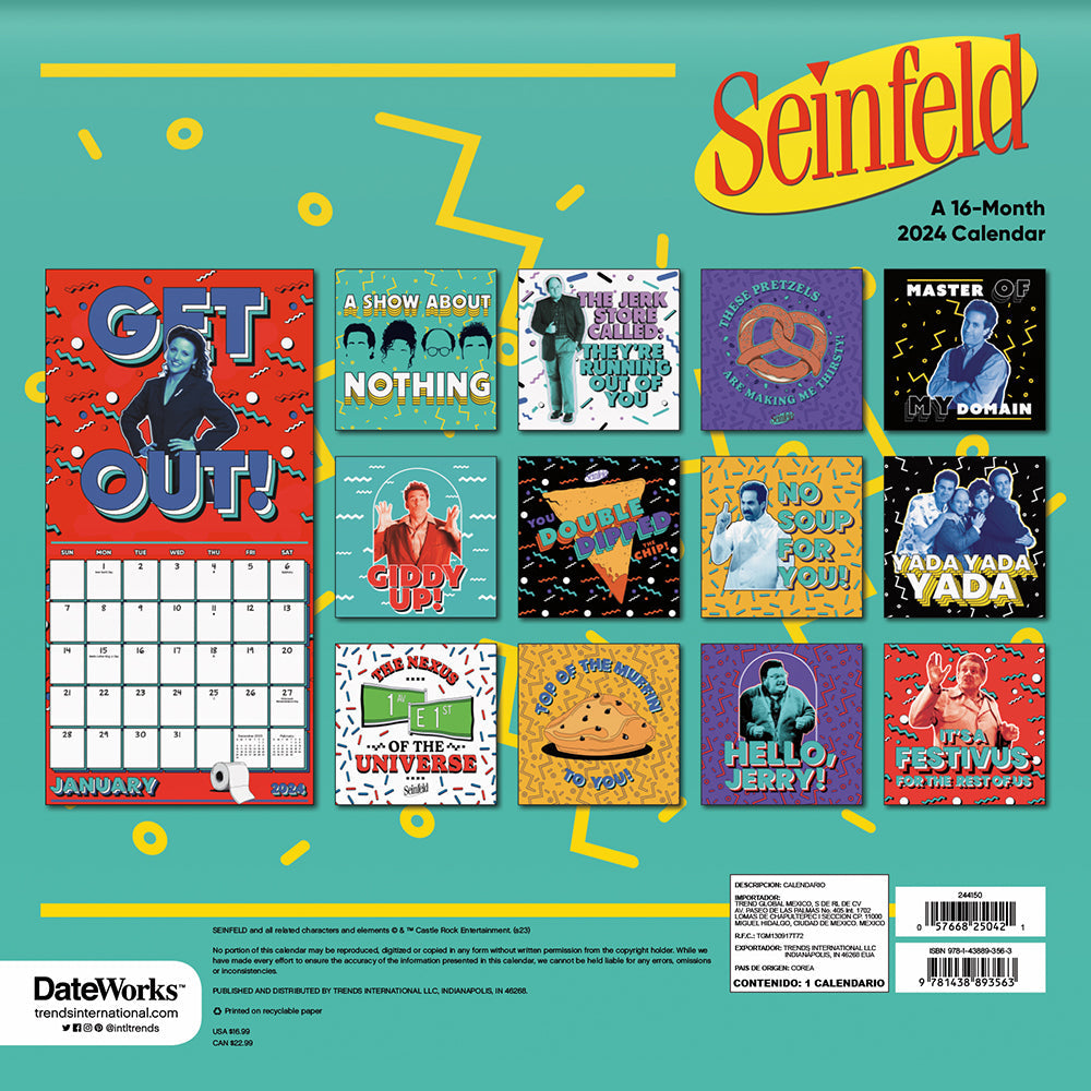 WB 100 Seinfeld 16-Month 2024 Wall Calendar